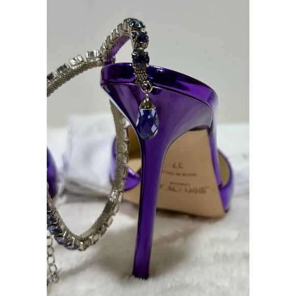 Jimmy Choo Women Saeda 100 Pumps in Viola leather - Picture 7 of 8